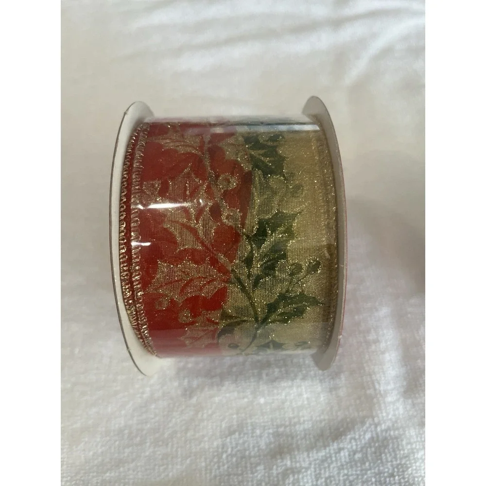 Lot Of 3 Christmas Holiday Craft Ribbon‎ Bows Holly Burlap Grograin